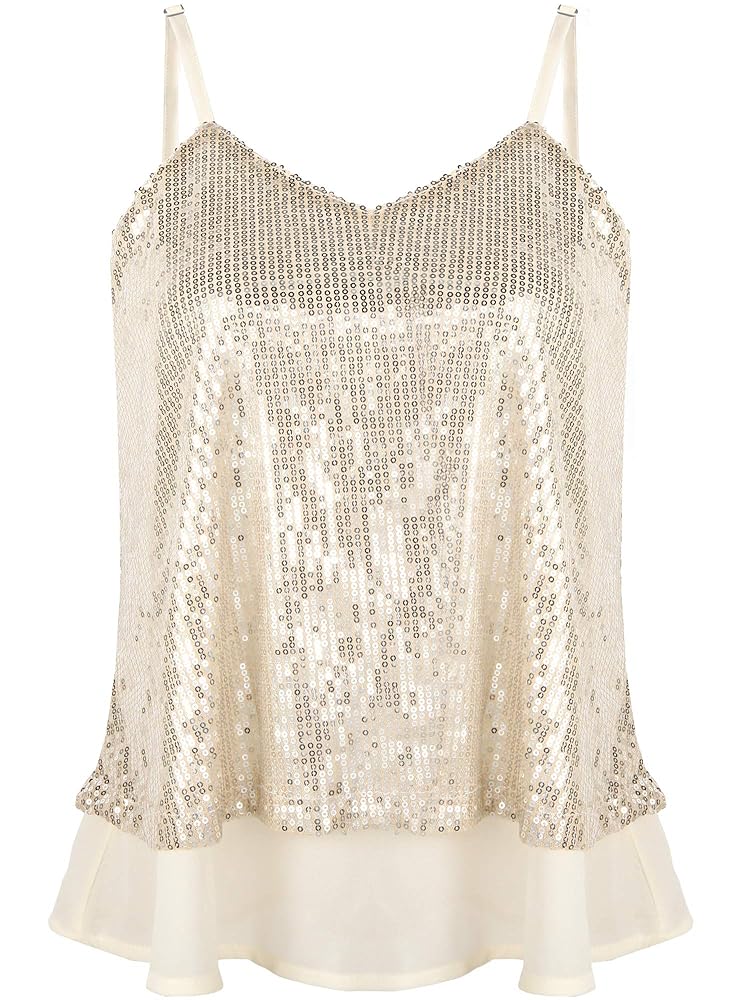 S fur sequins camisole ❤︎THEREDTHEREAD Sequin Embellished Camisole Top | Apricot Clothing